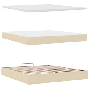 Οθωμανικό κρεβάτι με στρώμα & LEDs Cream 180x200cm ύφασμα - Pakobazaar