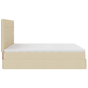 Οθωμανικό κρεβάτι με στρώμα & LEDs Cream 180x200cm ύφασμα - Pakobazaar