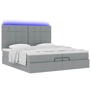 Οθωμανικό κρεβάτι με στρώματα & LEDs Ανοιχτό γκρι ύφασμα - Pakobazaar