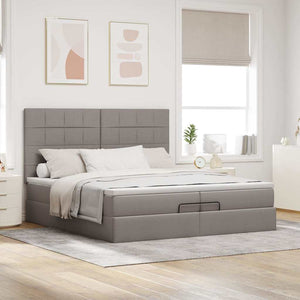 Οθωμανικό κρεβάτι με στρώματα & LEDs Taupe 200x200cm ύφασμα - Pakobazaar