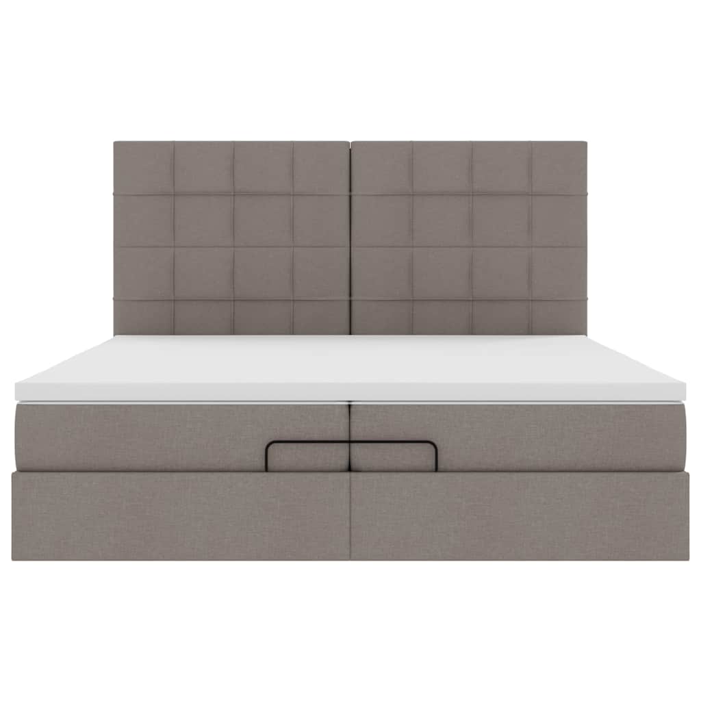 Οθωμανικό κρεβάτι με στρώματα & LEDs Taupe 200x200cm ύφασμα