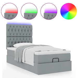 Οθωμανικό κρεβάτι με στρώμα & LEDs Ανοιχτό γκρι 80x200cm ύφασμα - Pakobazaar