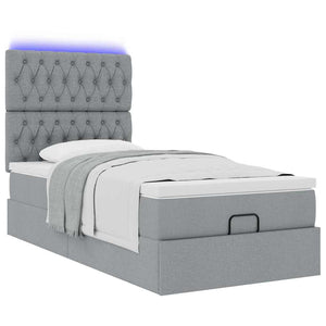 Οθωμανικό κρεβάτι με στρώμα & LEDs Ανοιχτό γκρι 80x200cm ύφασμα - Pakobazaar