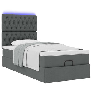 Οθωμανικό κρεβάτι με στρώμα & LEDs Σκούρο γκρι 80x200cm ύφασμα - Pakobazaar