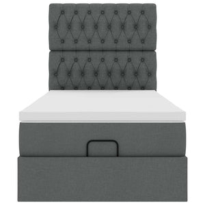 Οθωμανικό κρεβάτι με στρώμα & LEDs Σκούρο γκρι 80x200cm ύφασμα - Pakobazaar