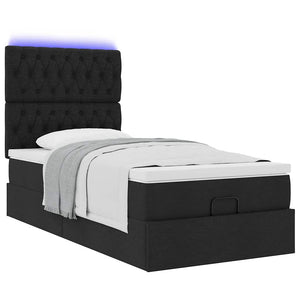 Οθωμανικό κρεβάτι με στρώμα & LEDs Μαύρο ύφασμα 90x190cm - Pakobazaar