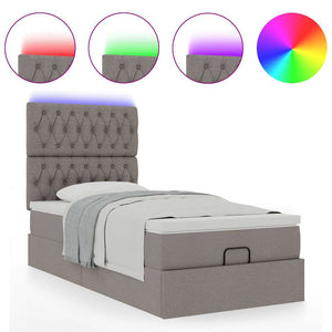 Οθωμανικό κρεβάτι με στρώμα & LEDs Taupe 100x200 cm Ύφασμα - Pakobazaar