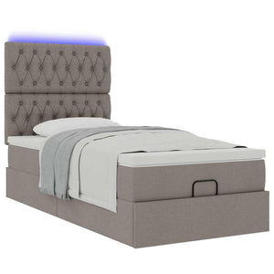 Οθωμανικό κρεβάτι με στρώμα & LEDs Taupe 100x200 cm Ύφασμα - Pakobazaar
