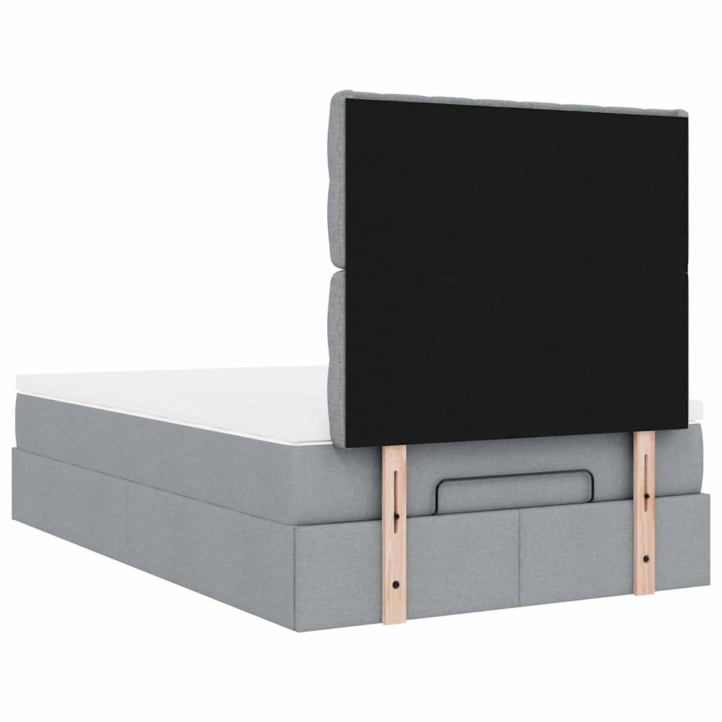 Οθωμανικό κρεβάτι με στρώμα & LEDs Ανοιχτό γκρι Ύφασμα - Pakobazaar