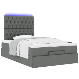 Οθωμανικό κρεβάτι με στρώμα & LEDs Σκούρο γκρι 120x190cm Ύφασμα - Pakobazaar