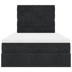 Οθωμανικό κρεβάτι με στρώμα & LEDs Μαύρο 120x190 cm Ύφασμα