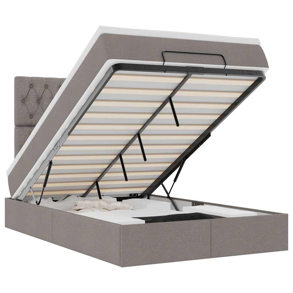 Οθωμανικό κρεβάτι με στρώμα & LEDs Taupe 120x190cm ύφασμα