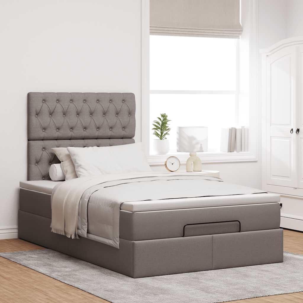 Οθωμανικό κρεβάτι με στρώμα & LEDs Taupe 120x190cm ύφασμα
