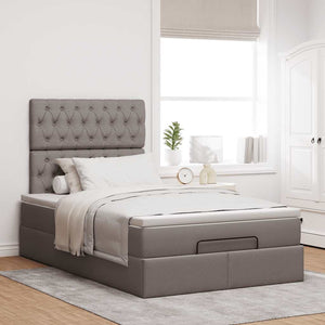 Οθωμανικό κρεβάτι με στρώμα & LEDs Taupe 120x190cm ύφασμα