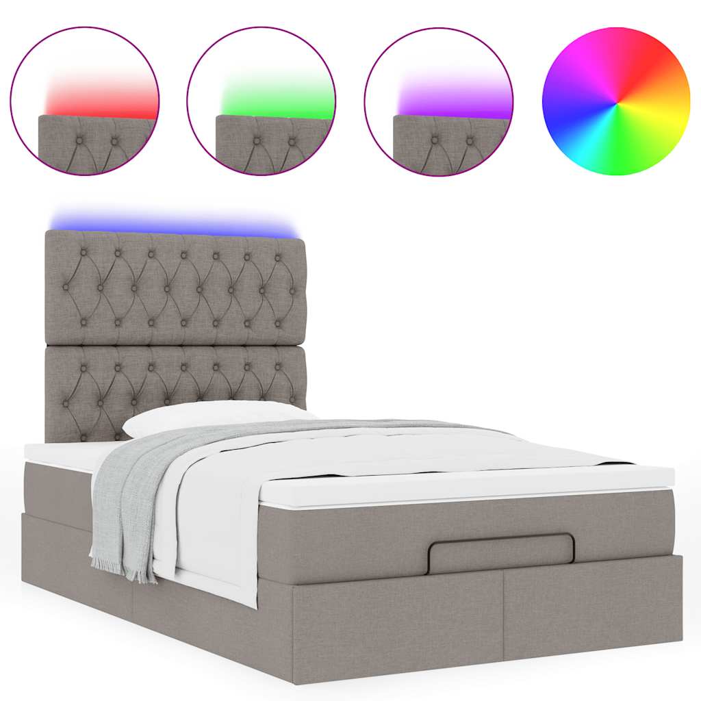 Οθωμανικό κρεβάτι με στρώμα & LEDs Taupe 120x190cm ύφασμα