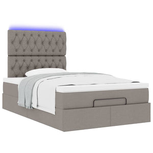Οθωμανικό κρεβάτι με στρώμα & LEDs Taupe 120x190cm ύφασμα
