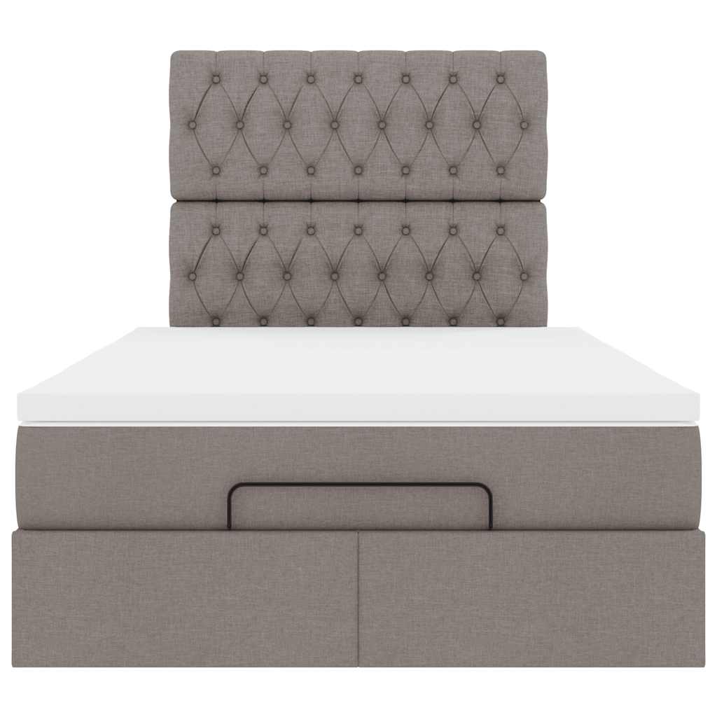 Οθωμανικό κρεβάτι με στρώμα & LEDs Taupe 120x190cm ύφασμα