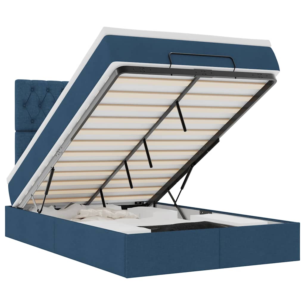 Οθωμανικό κρεβάτι με στρώμα & LEDs Μπλε 120x190cm ύφασμα