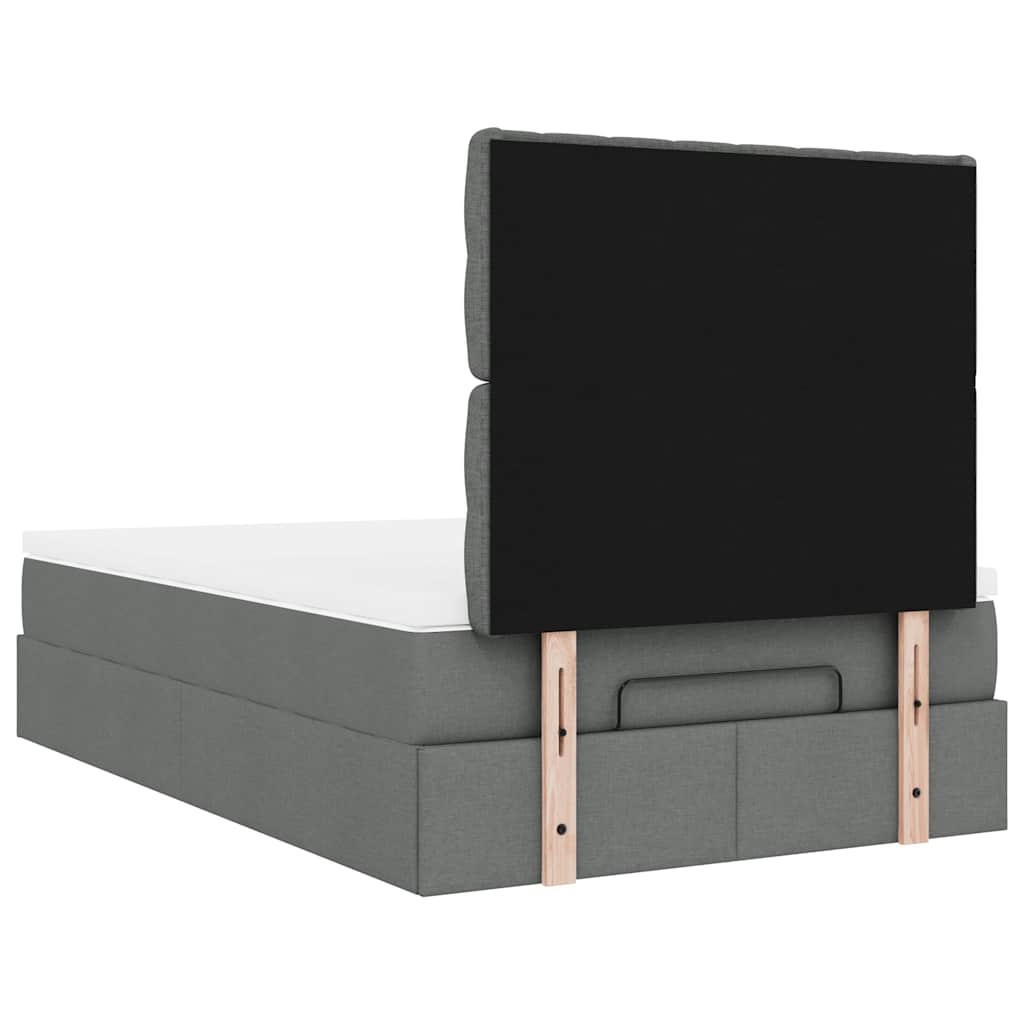 Οθωμανικό κρεβάτι με στρώμα & LEDs Σκούρο γκρι 120x200cm Ύφασμα - Pakobazaar