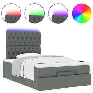 Οθωμανικό κρεβάτι με στρώμα & LEDs Σκούρο γκρι 120x200cm Ύφασμα - Pakobazaar