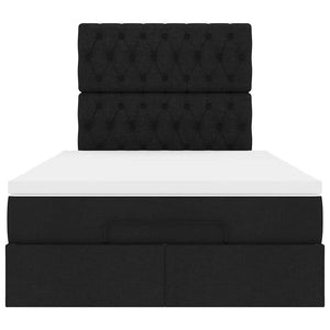 Οθωμανικό κρεβάτι με στρώμα & LEDs Μαύρο 120x200 cm Ύφασμα - Pakobazaar
