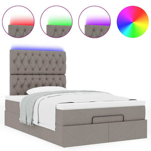 Οθωμανικό κρεβάτι με στρώμα & LEDs Taupe 120x200cm ύφασμα - Pakobazaar