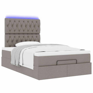 Οθωμανικό κρεβάτι με στρώμα & LEDs Taupe 120x200cm ύφασμα - Pakobazaar