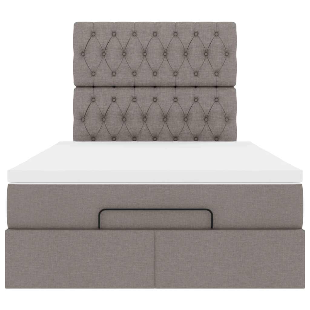 Οθωμανικό κρεβάτι με στρώμα & LEDs Taupe 120x200cm ύφασμα - Pakobazaar
