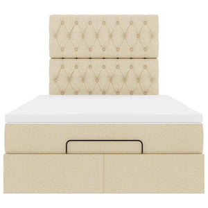 Οθωμανικό κρεβάτι με στρώμα & LEDs Cream 120x200cm ύφασμα - Pakobazaar