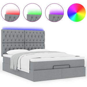 Οθωμανικό κρεβάτι με στρώμα&LEDs Ανοιχτό γκρι 140x190cm Ύφασμα - Pakobazaar