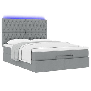 Οθωμανικό κρεβάτι με στρώμα&LEDs Ανοιχτό γκρι 140x190cm Ύφασμα - Pakobazaar