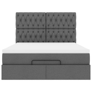 Οθωμανικό κρεβάτι με στρώμα & LEDs Σκούρο γκρι 140x190cm Ύφασμα - Pakobazaar