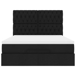 Οθωμανικό κρεβάτι με στρώμα & LEDs Μαύρο 140x190 cm Ύφασμα - Pakobazaar