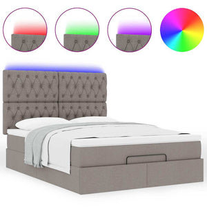Οθωμανικό κρεβάτι με στρώμα & LEDs τεφρόχρουν χρώμα Ύφασμα