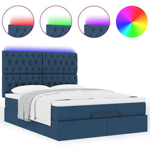 Οθωμανικό κρεβάτι με στρώμα & LEDs Μπλε 140x190cm Ύφασμα - Pakobazaar