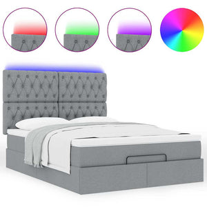 Οθωμανικό κρεβάτι με στρώμα & LEDs Ανοιχτό γκρι ύφασμα - Pakobazaar