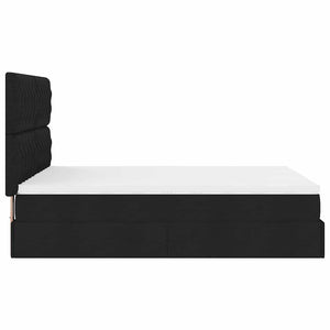 Οθωμανικό κρεβάτι με στρώμα & LEDs Μαύρο 140x200 cm Ύφασμα