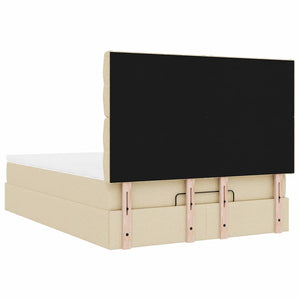 Οθωμανικό κρεβάτι με στρώμα & LEDs Cream 140x200 cm Ύφασμα - Pakobazaar