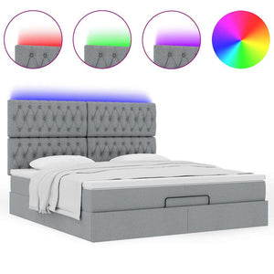 Οθωμανικό κρεβάτι με στρώμα&LEDs Ανοιχτό γκρι 160x200cm Ύφασμα - Pakobazaar