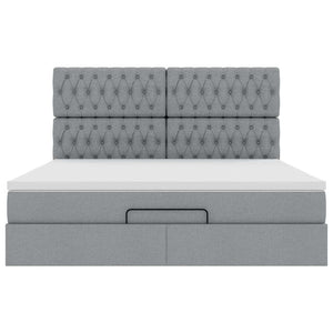 Οθωμανικό κρεβάτι με στρώμα&LEDs Ανοιχτό γκρι 160x200cm Ύφασμα - Pakobazaar