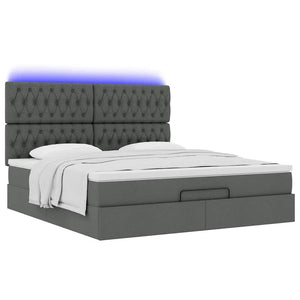 Οθωμανικό κρεβάτι με στρώμα & LEDs Σκούρο γκρι 160x200cm ύφασμα - Pakobazaar