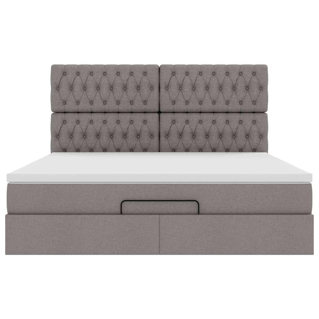 Οθωμανικό κρεβάτι με στρώμα & LEDs Taupe 160x200cm ύφασμα - Pakobazaar