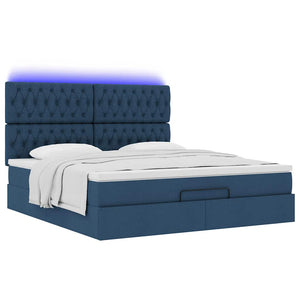 Οθωμανικό κρεβάτι με στρώμα & LEDs Μπλε 160x200cm ύφασμα - Pakobazaar