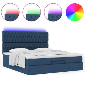 Οθωμανικό κρεβάτι με στρώμα & LEDs Μπλε 180x200cm ύφασμα - Pakobazaar