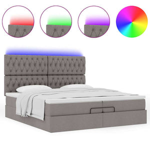 Οθωμανικό κρεβάτι με στρώματα & LEDs Taupe 200x200cm ύφασμα - Pakobazaar