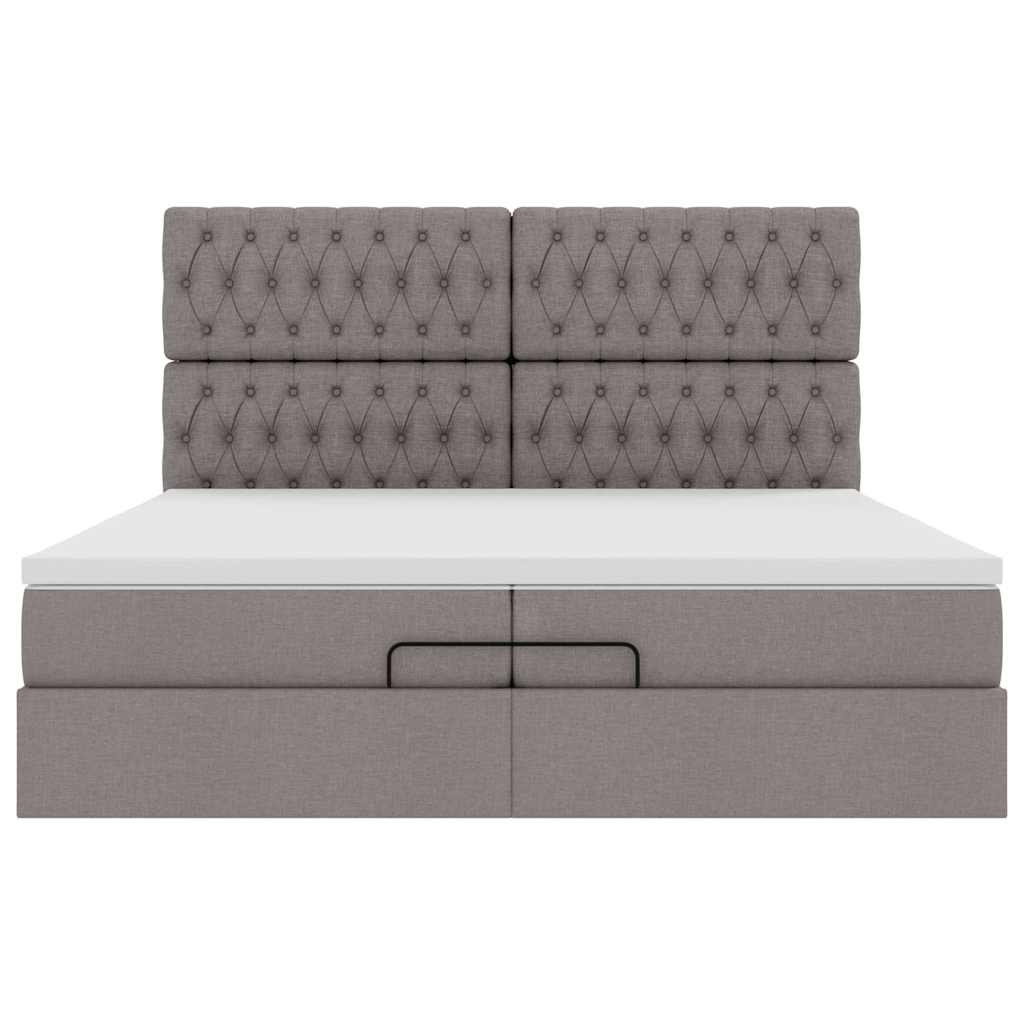 Οθωμανικό κρεβάτι με στρώματα & LEDs Taupe 200x200cm ύφασμα - Pakobazaar