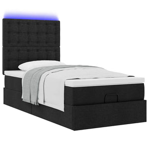 Οθωμανικό κρεβάτι με στρώμα & LEDs Μαύρο 80x200cm ύφασμα - Pakobazaar