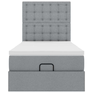 Οθωμανικό κρεβάτι με στρώμα & LEDs Ανοιχτό γκρι 90x190cm ύφασμα - Pakobazaar