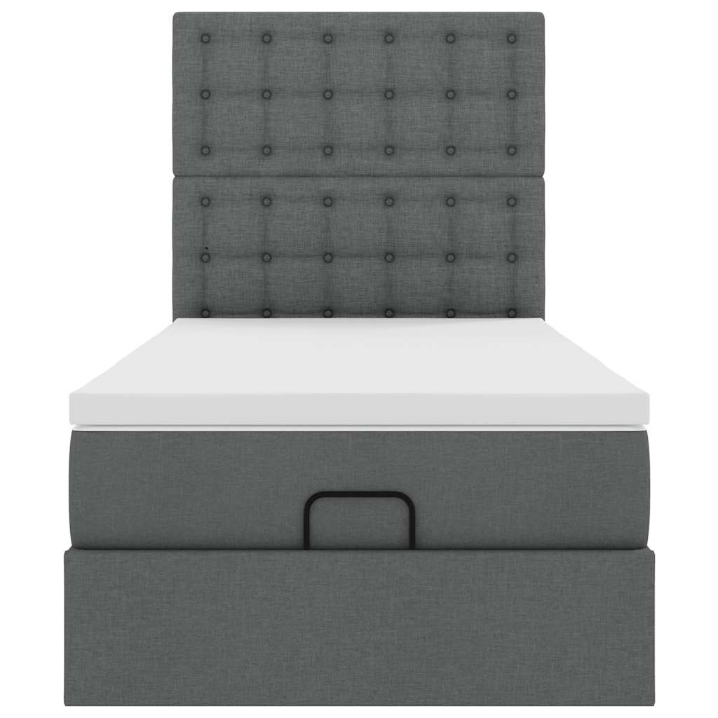 Οθωμανικό κρεβάτι με στρώμα & LEDs Σκούρο γκρι 90x190cm ύφασμα - Pakobazaar