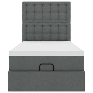 Οθωμανικό κρεβάτι με στρώμα & LEDs Σκούρο γκρι 90x190cm ύφασμα - Pakobazaar